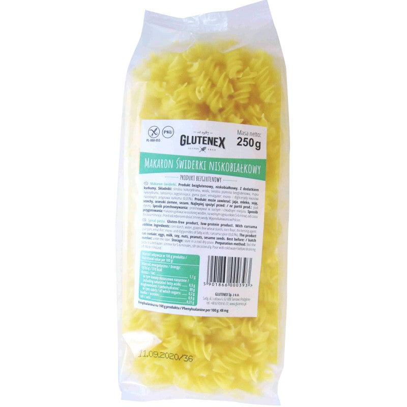 Paste spirale fara gluten, Pku Glutenex 250g